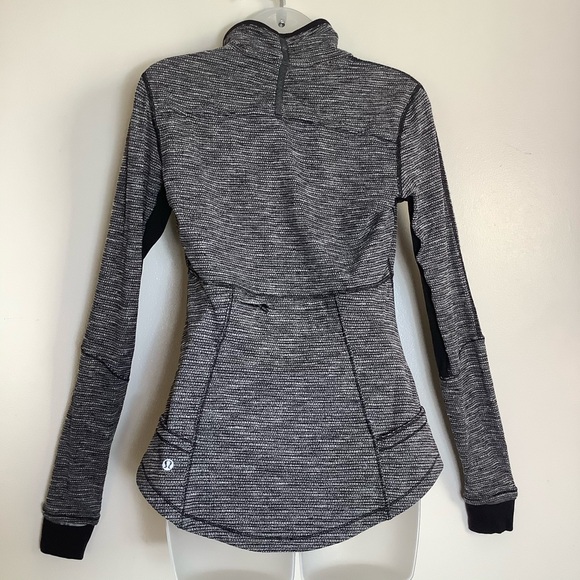 Lululemon Pullover SZ 8 Base Runner 1/2 Zip Heathered Herringbone Black Running - Picture 13 of 14